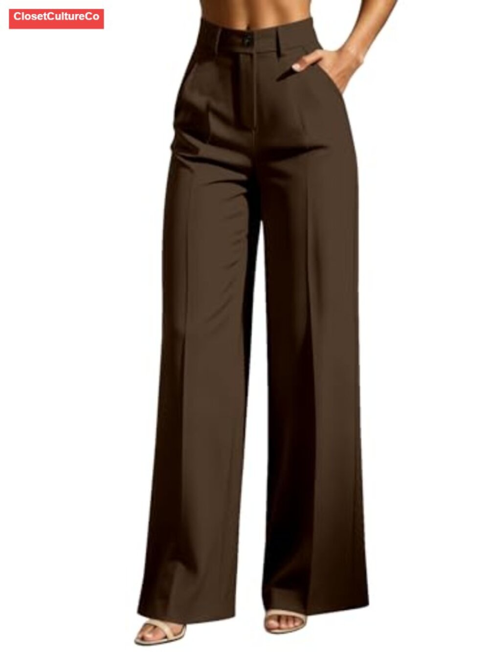 Wide Leg Tailored Dress Pants High Waist Tummy Control Work Slacks
